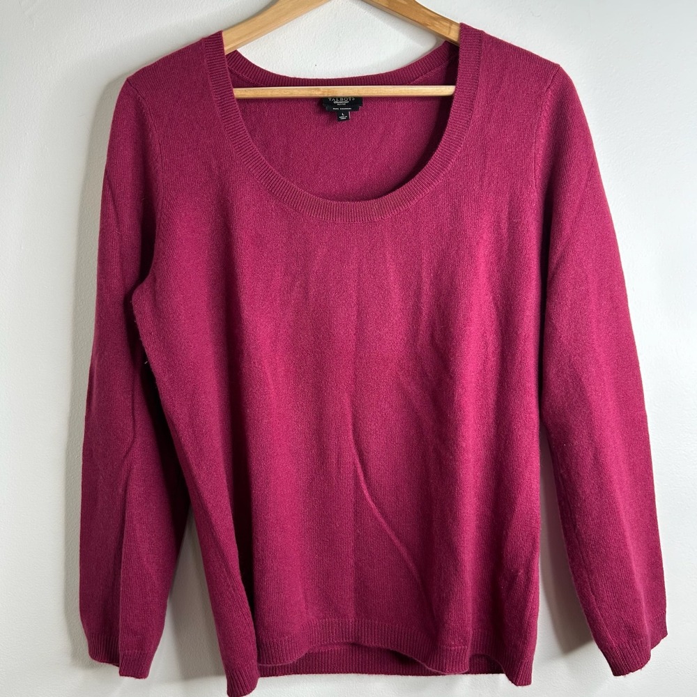 Talbots Rich Berry Scoop Neck Cashmere Sweater